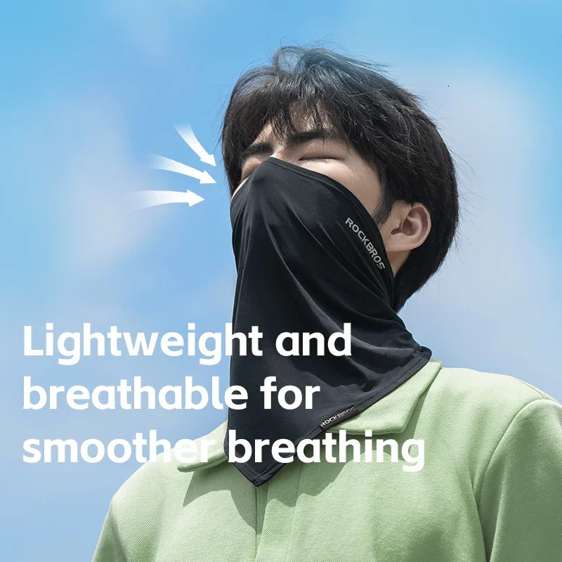 Rockbros Ice Silk Triangle Scarf Breathable Sunscreen Fast Drying Balaclava facial mask Motorcycle Running Cooling Exercise 250408