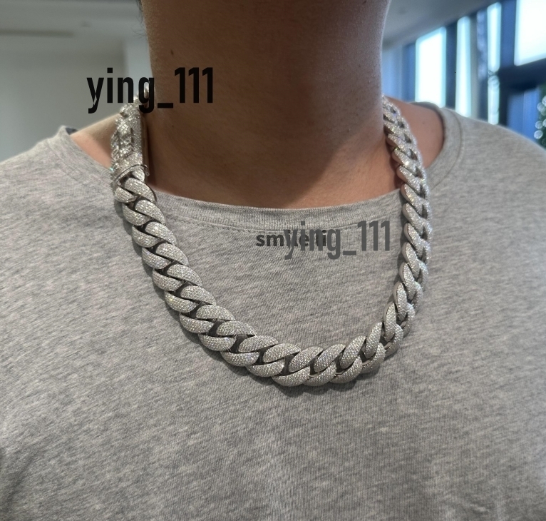 925 Silver 14K Gold Plated Cuban Link Chain Moissanite Chain Necklaces for Men Women Neck Chains Mens Accessories Jewelry