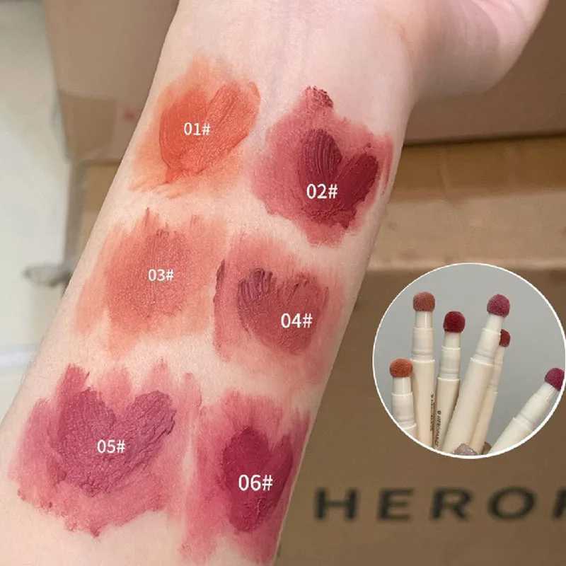 Fluffy Velvet Soft Lip Glaze Liquid Lipstick Cream Nude Matte Rose Red Pigment Waterproof Long Lasting Dye Cheek Lip Tint PasteT251110