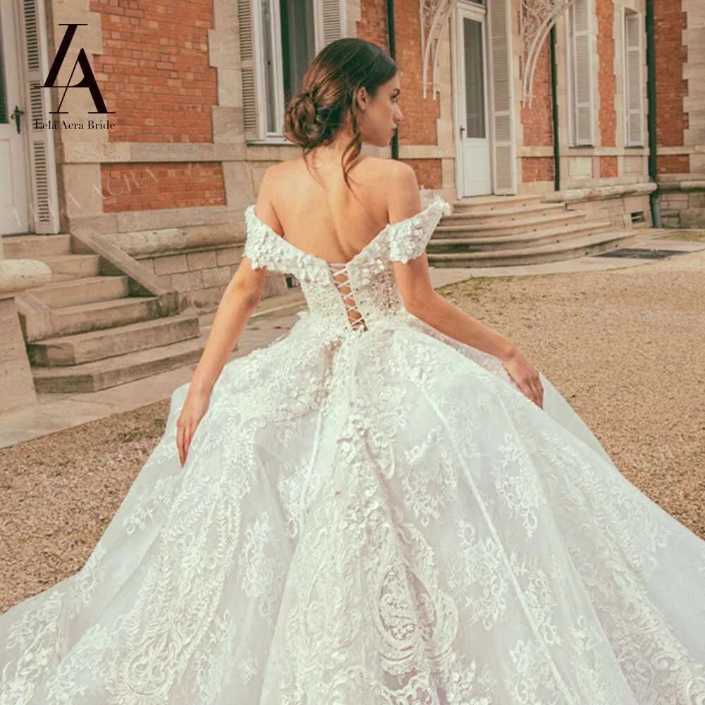 LelaAcra Off Shoulder Wedding Dresses for women 2025 Sweetheart Appliques Royal Train Princess Bride Gowns JK29 Vestido de Noiva