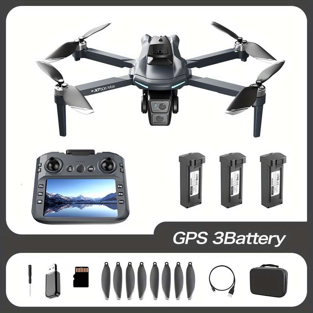 XT606 Max folding brushless drone, 4K front camera with a height range of 1200 meters, Wi Fi and APP control for real-time positioning, 4.5-inch remot