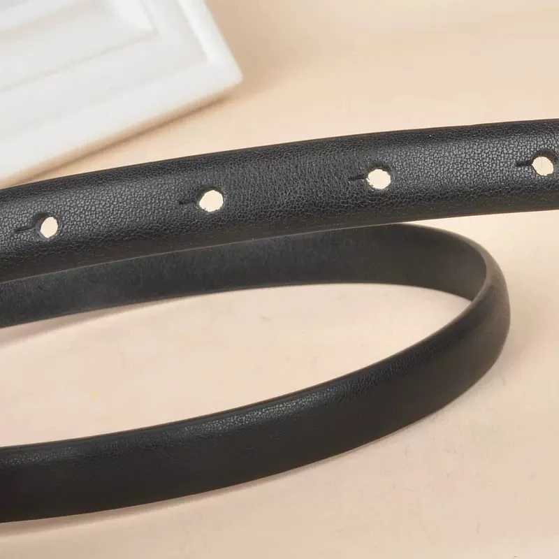 Fashionable silk strap round buckle metal chain genuine leather waist strap black decoration suitable for jeans skin adjustment X250410