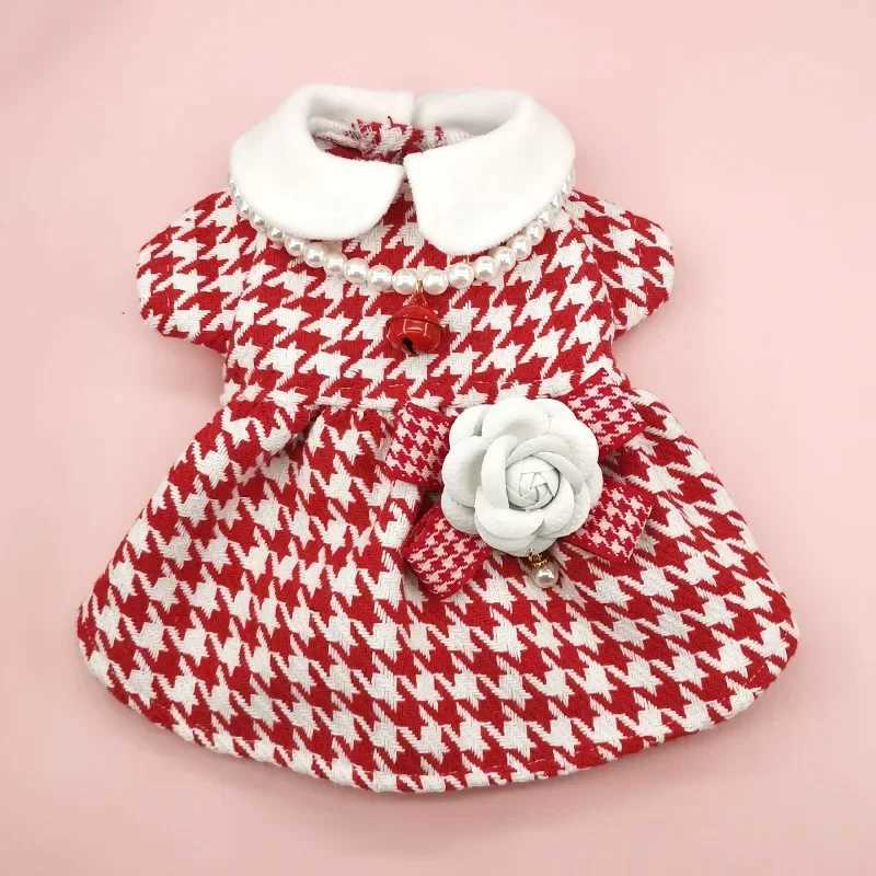 Pet Tweed Dress Spring Autumn Jackets Dog ClothesTeddy Bear Schnauzer Puppy Cat Warm Pet Clothes Dog Christmas Clothes J251110