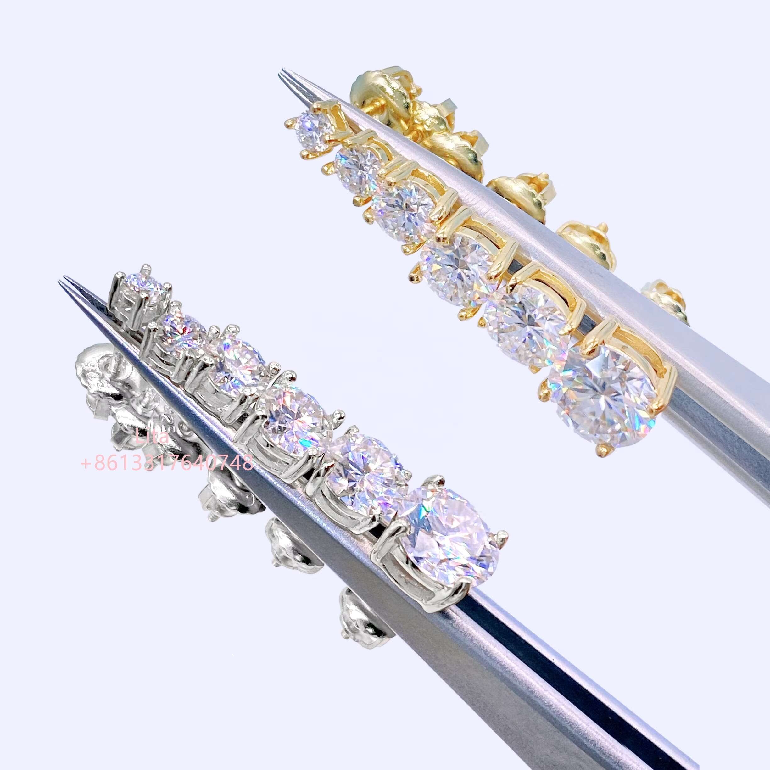 Wholesale Price 0.5ct 1ct 2ct Moissanite Earrings 925 Sterling Silver Screw Back Moissanite Stud Earring