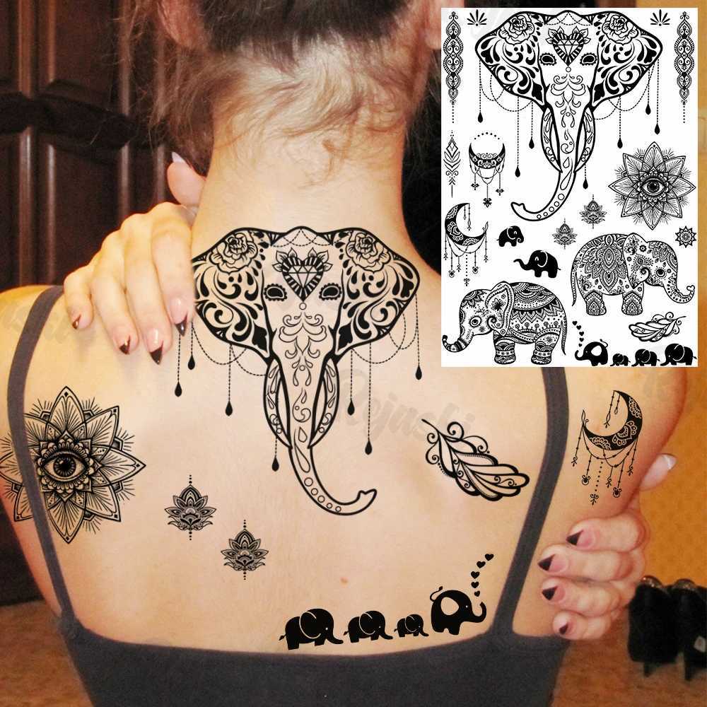 Lotus Henna Mandala chest temporary tattoo womens underwear adult butterfly turtle lion fake tattoo sexy waterproof tattoo W250410