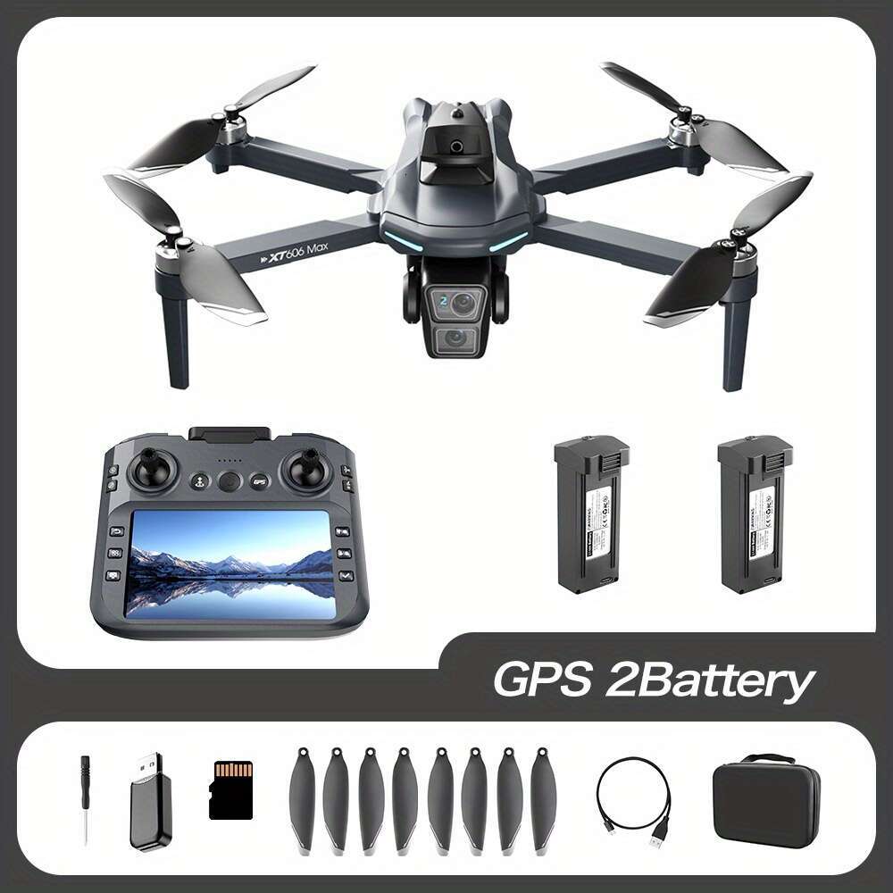 XT606 Max folding brushless drone, 4K front camera with a height range of 1200 meters, Wi Fi and APP control for real-time positioning, 4.5-inch remot
