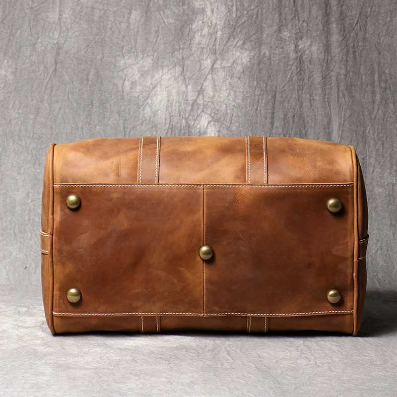 Vintage Mens Cowhide Leather Business Short-distance Carry Hand Luggage Bags Large-capacity Travel Bag Simple Messenger Bags K251110