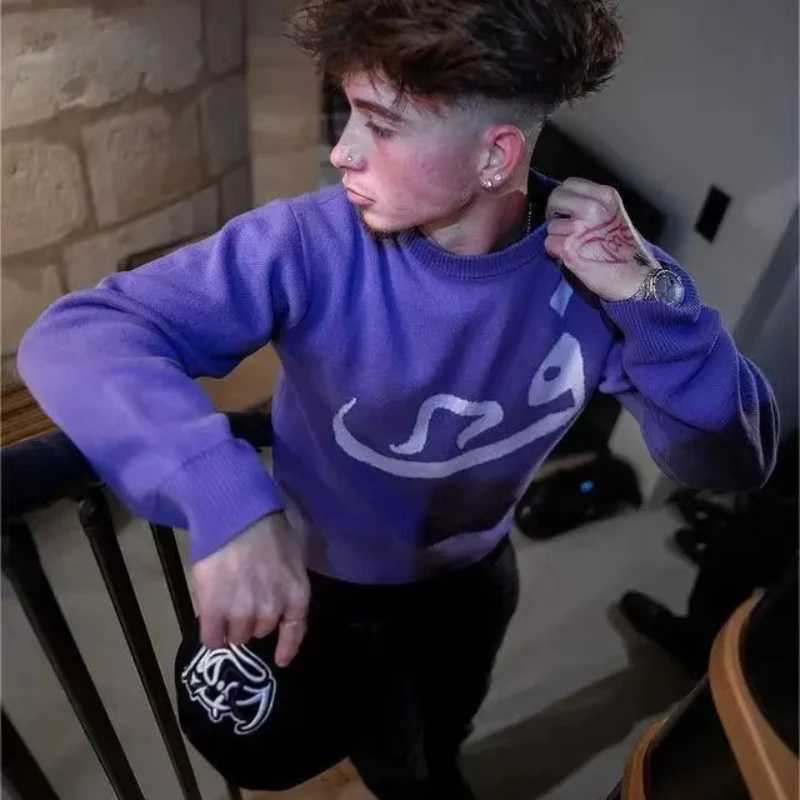 Fashion Mens Vintage Knitwear Y2K Creative Sweaters Winter Harajuku Oversized Pullover Sweater Unisex Aesthetic Clothes Teens Women Top Y251110