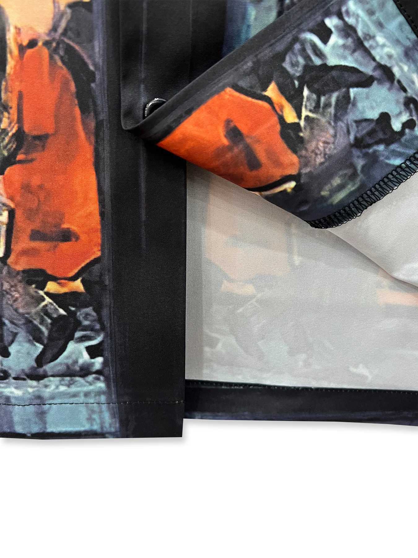 Mens casual printed shirt front button polyester short sLeeved shirt summer evening streetlight and scene X250410