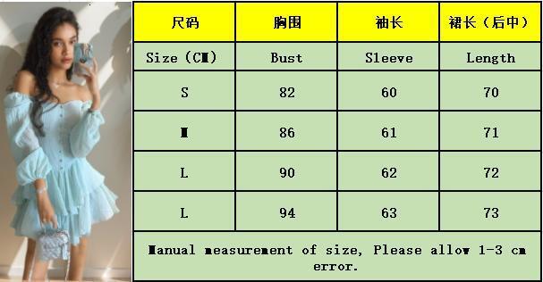 Women's clothing early autumn new product fashion first love solid color bubble sleeves slim fit chiffon dress French cake skirt