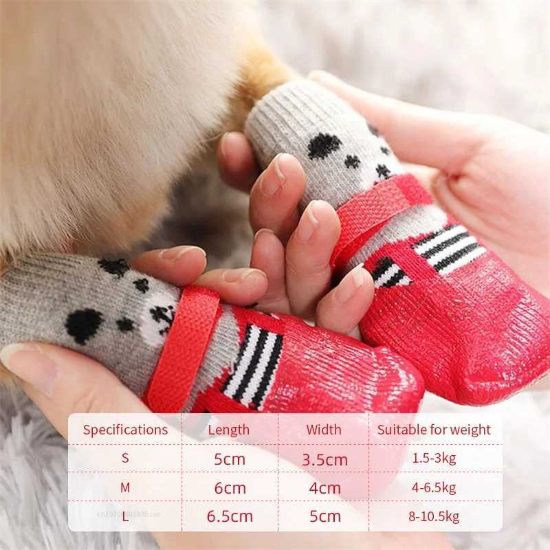New Arrival 4 pieces/batch of winter warm dog socks anti slip rain boots waterproof dog Chihuahua dog shoes Z250409
