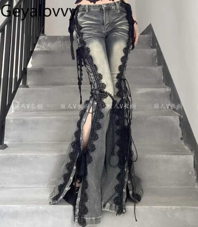 Heavy Industry Chain Decoration Loose Baggy Jeans Womens High Waist Casual Cotton Stretch Denim Pants 2025 Autumn New Trousers C251110