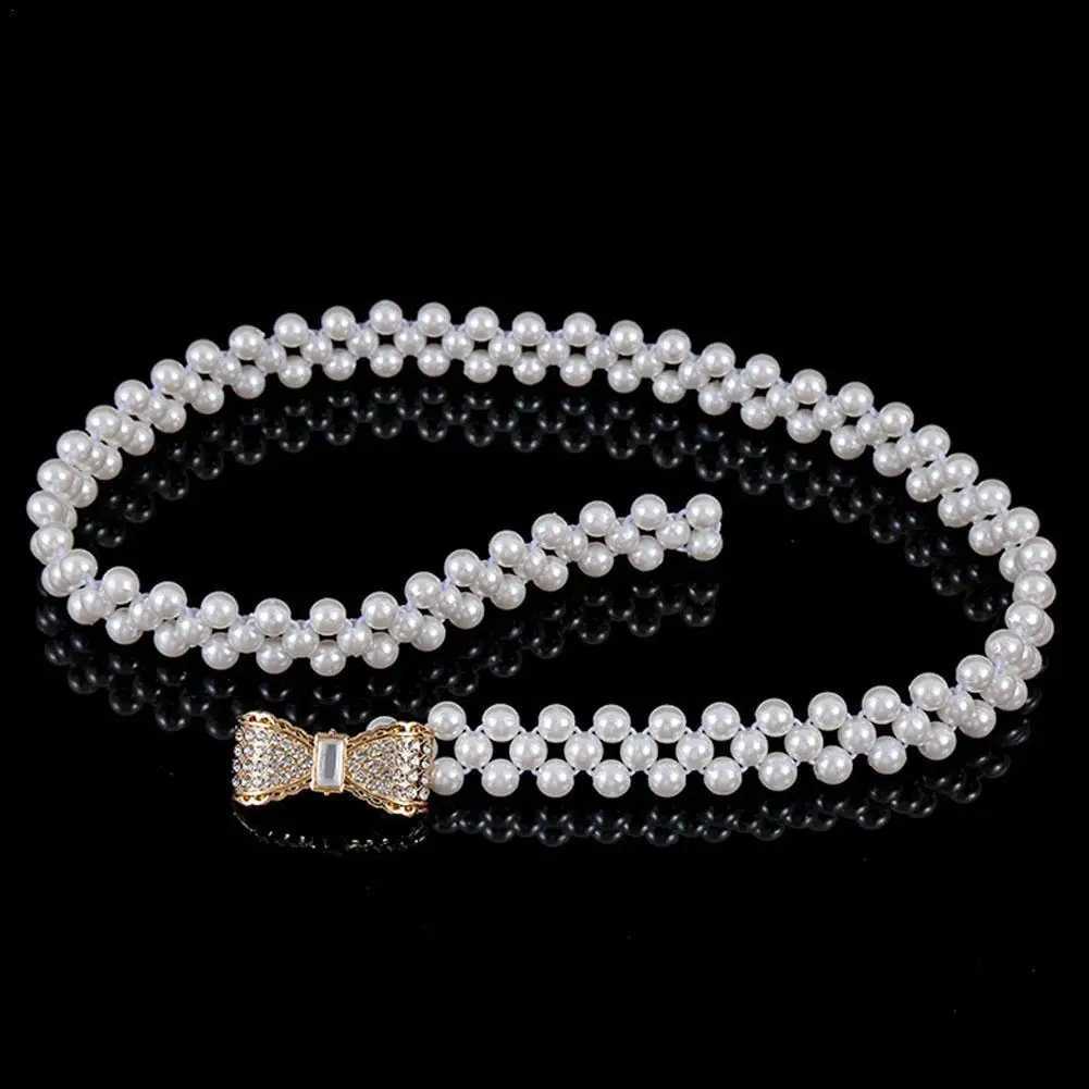 Elastic pearl strap suitable for white pearl rhinestone crystal belt wedding belt bride belt sexy maid dress girl belt X250410