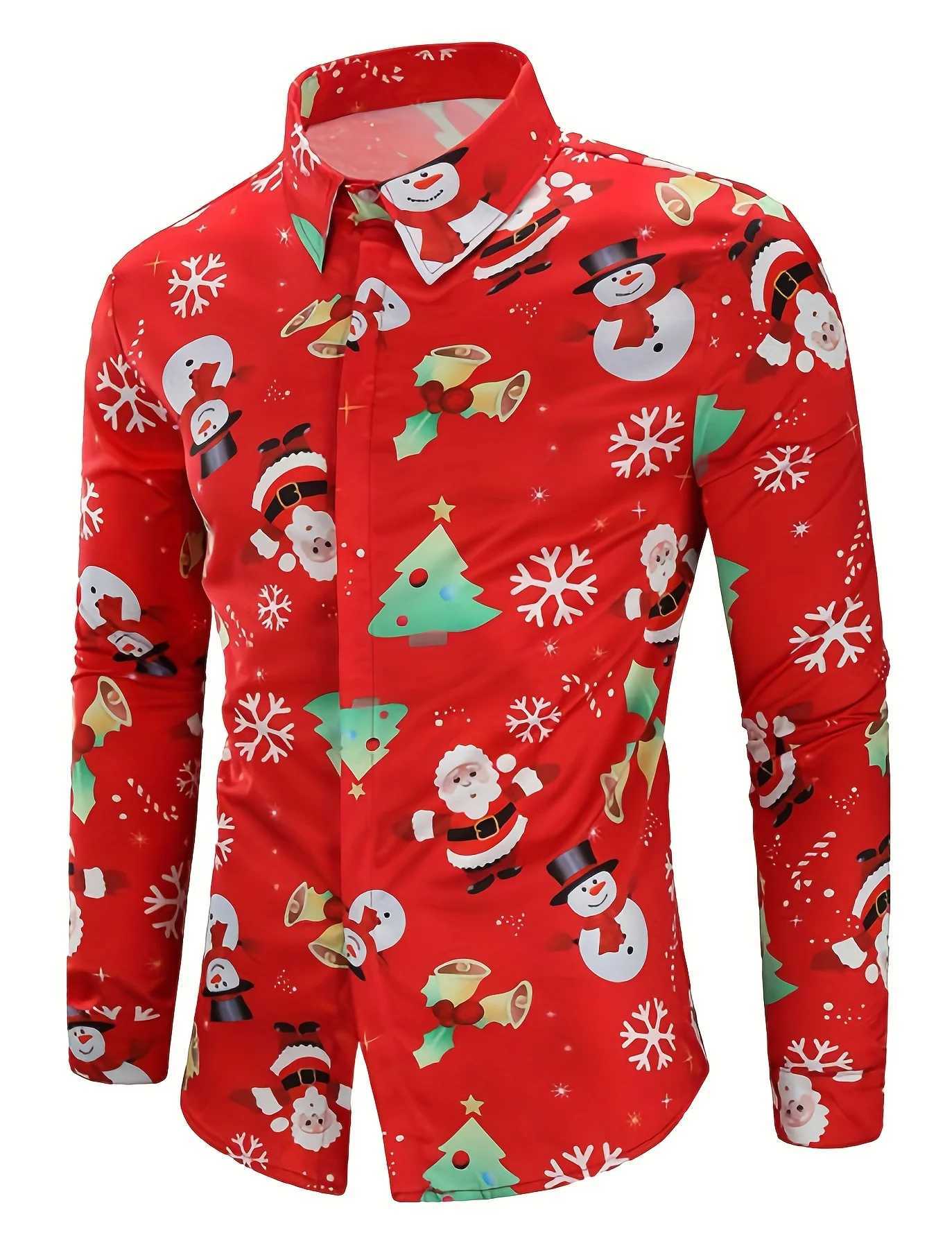 Christmas Theme Mens Gift Elk Graphic Printed Formal Shirts Christmas Graphics Long Sve Shirt Fashion Mens Shirts For Men Q251110
