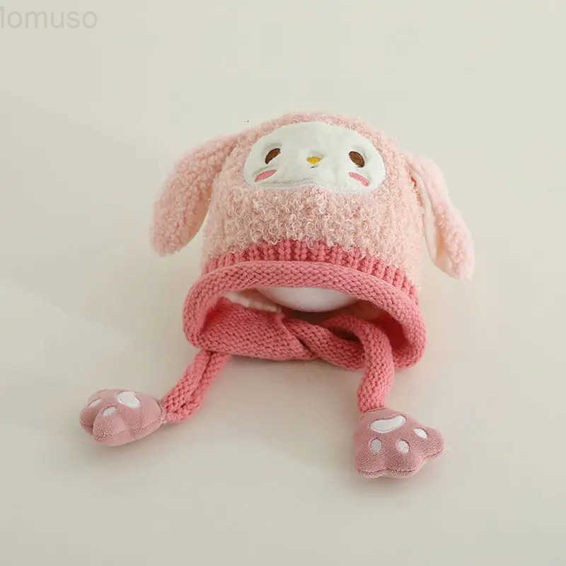 Sanrio kuromi cartoon cute knitted hat creative Kawaii girls winter thickened warm windproof ear protection hat gift wholesale H251110