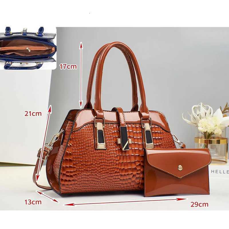 Luxury Brand Crocodile Handbag Women Tote Bag Bright Leather Women Purse Shoulder Bag Female Top-handle Bags Commuting Shopping K251110
