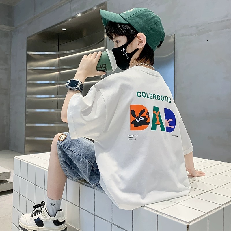GS- Ddmyshoesvip Boys Clothes Short T Shirt Middle Aged Children S Clothing Summer New Style Boys Half Sleeved T Shirt Top Trendy
