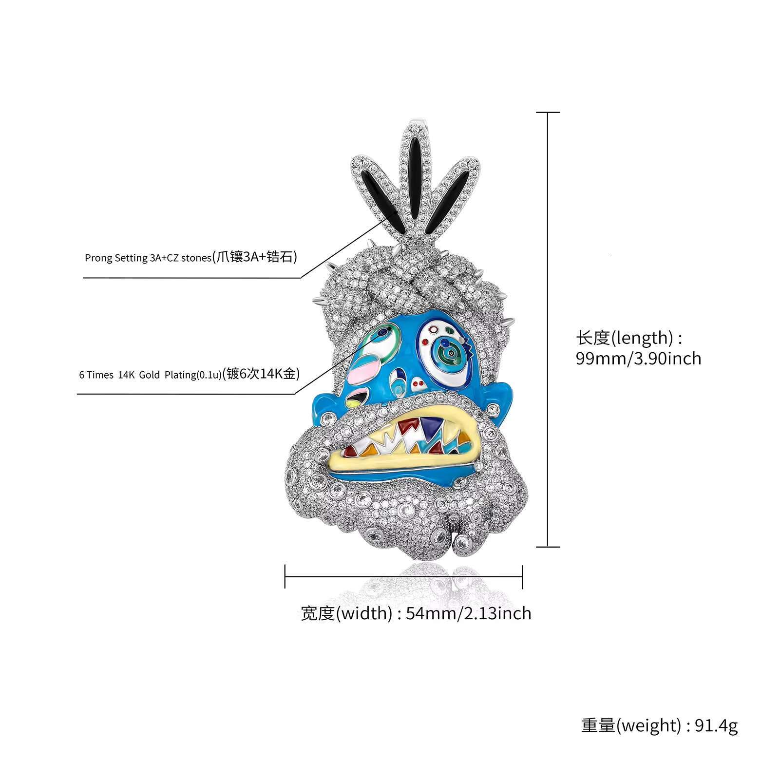Customer Rapper Travis Scott Hip Hop Zircon Colorful Jesus Pendant Cuban Link Chain