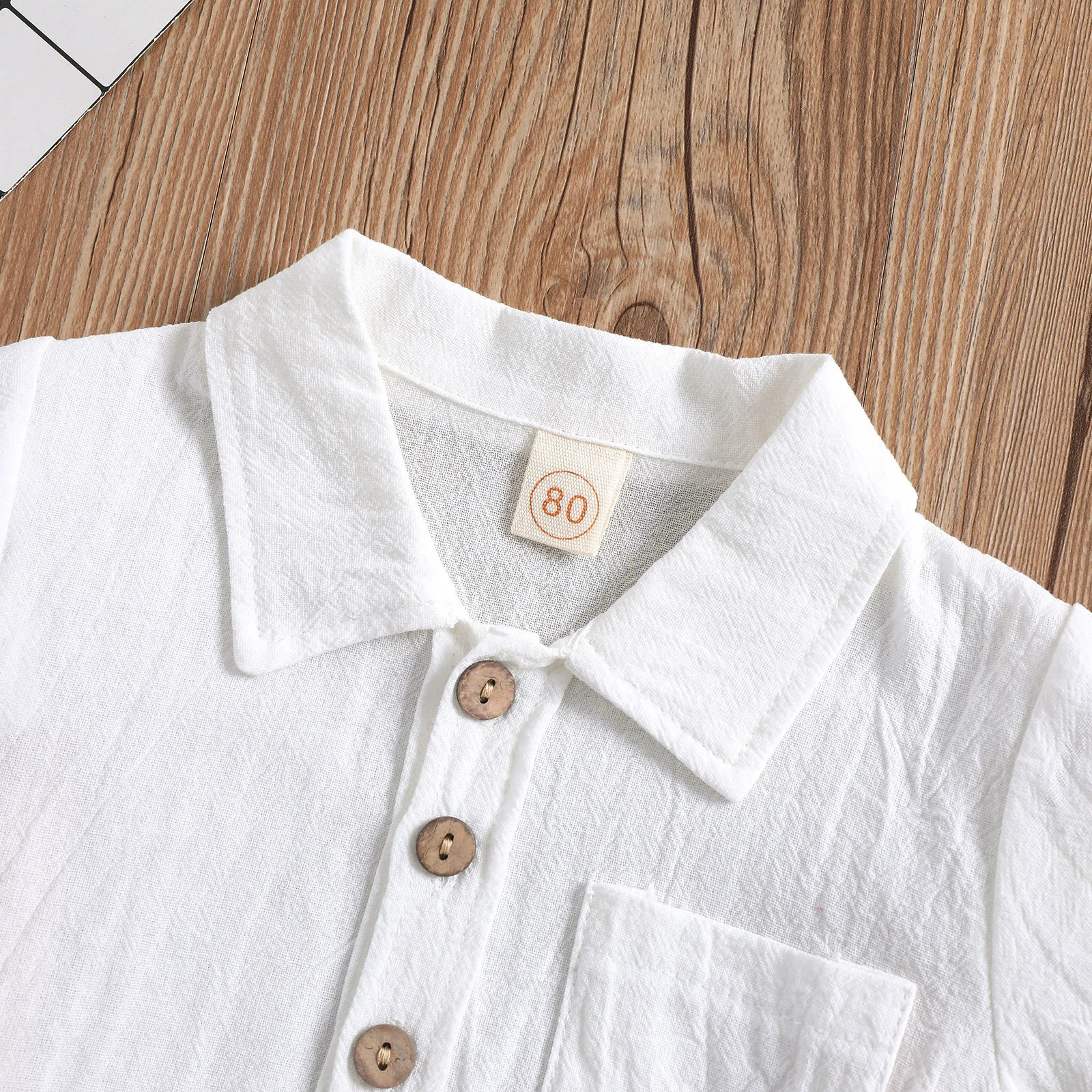 2PCS boys and girls summer clothing set childrens lapel button solid short sleevedshort sleeved fashionable set 1-10Y baby and childrens linen set 250