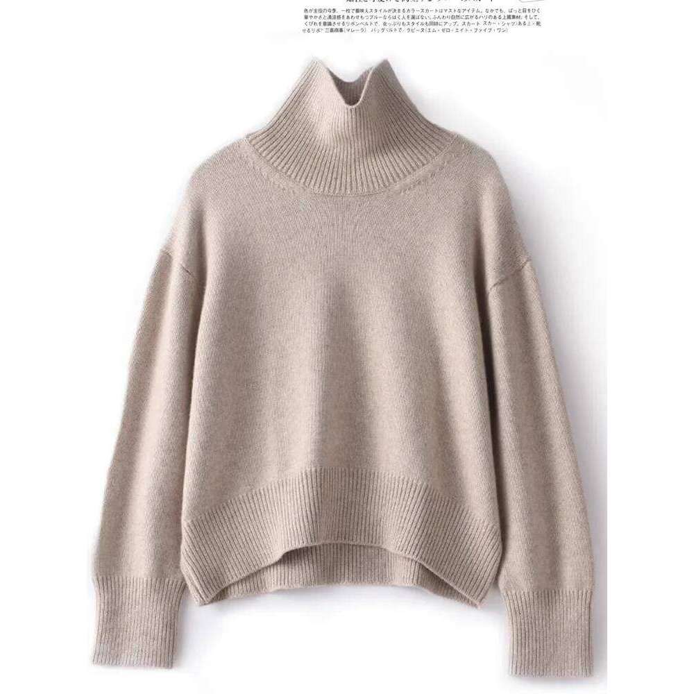 Autumn And Winter New 100% Pure Cashmere Women's Thick Turtleneck Pullover Loose Knit Sweater
