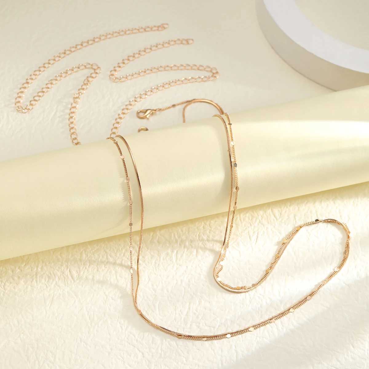 Double layer sequin coin waistband summer bohemian beach bikini simple adjustable body jewelry set suitable for warm gifts 2024 new model X250410