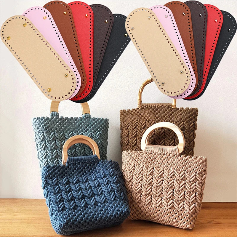 29510cm Handmade Oval Bottom for Knitted Bag PU leather Pad Handcraft Bag Base With holes DIY Crochet Bag Bottom accessories 251110