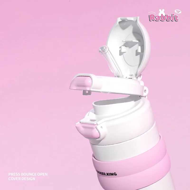 Fashionable cup 510ML Stainless Steel Thermos Cup Cartoon Insated Water Bottle for Kids Portable Vacuum Thermal g with Straw Y251110