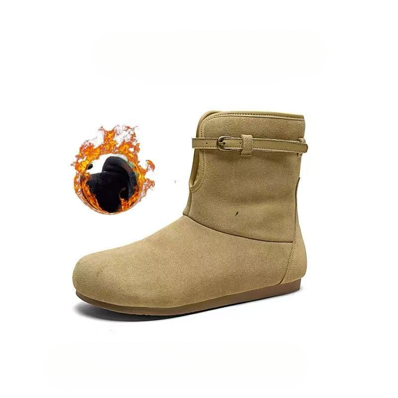 Designer's new sheepskin wool thick sole fluffy two-way snow boots rubber sole warm cotton shoes