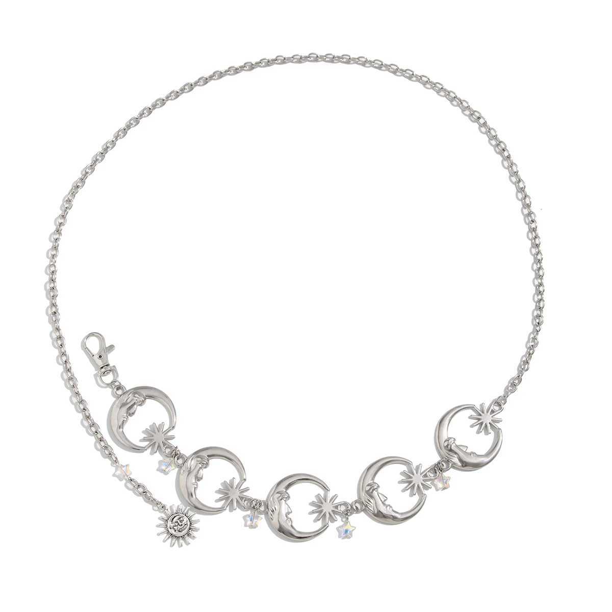 Ingemark Retro Silver Moon Star Waist Belly Chain Used for Warm Summer Bikini Gothic Dresses Comes with Rave Nightclub Body Jewelry X250410