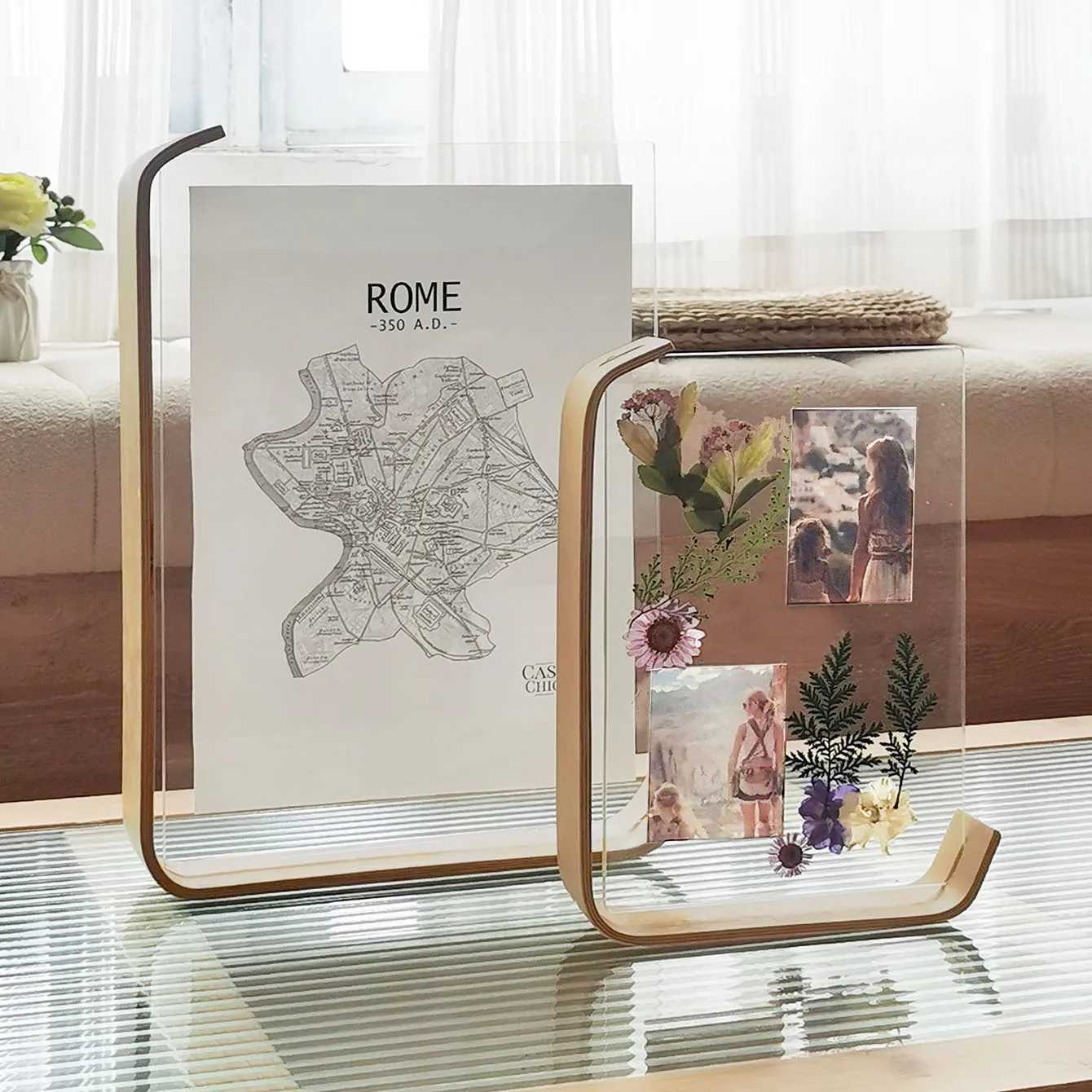 Wooden Picture Swing Table DIY Transparent Herbarium Display Frame Acrylic Double Sided Personalized Photo Box Home Decor L251110 H260306