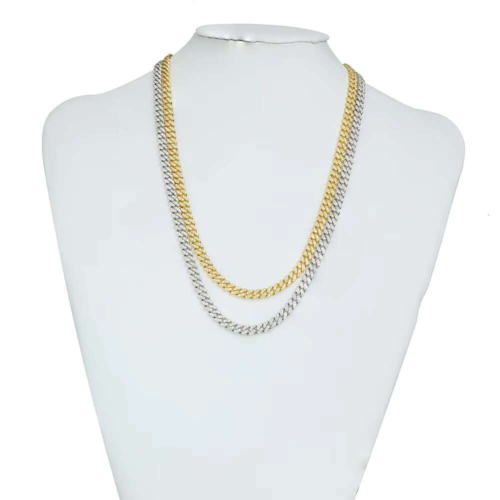 Ready to ship 6mm wide pearl hip moissanite Miani hop Cuban jewelry necklace sier plated white gold 22/24 inches