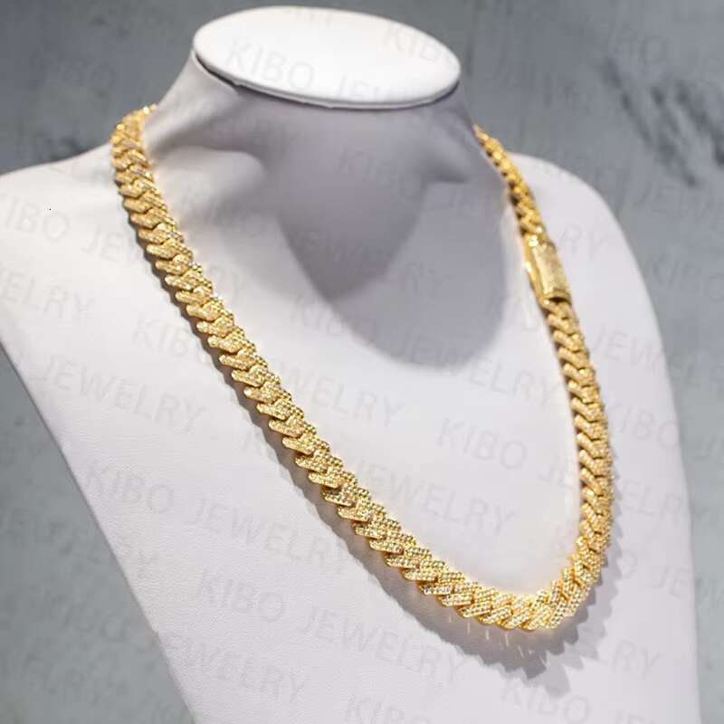 Decent design 12mm width pure sier silica hip-hop ice out Cuban chain