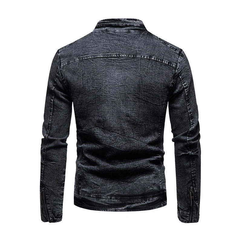 Jean jacket mens autumnwinter 2023 fashion cool retro slim stand up collar motorcycle 250401