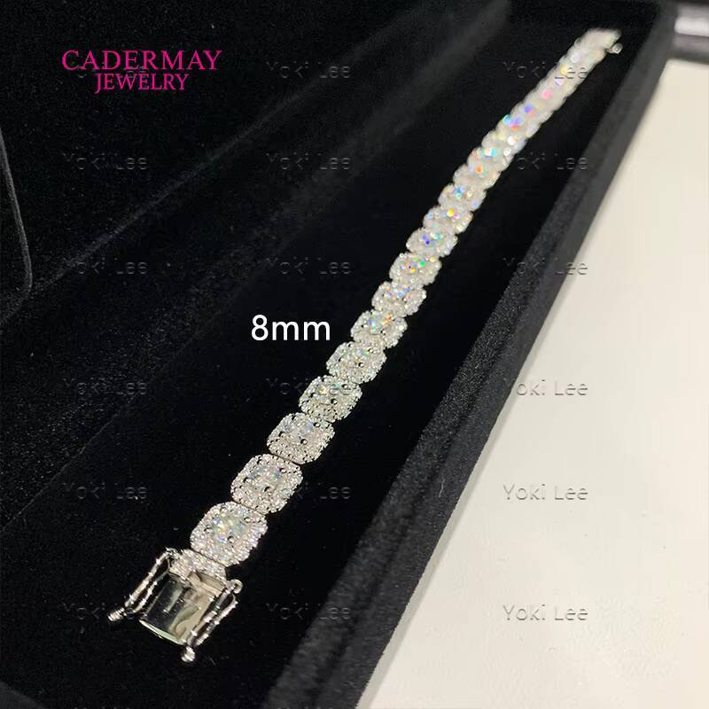 Hiphop Rock Candy Moissanite Chain Micro Clustered Tennis Chain 10mm/12mm 925Silver Iced Out VVS Square Moissanite Necklace