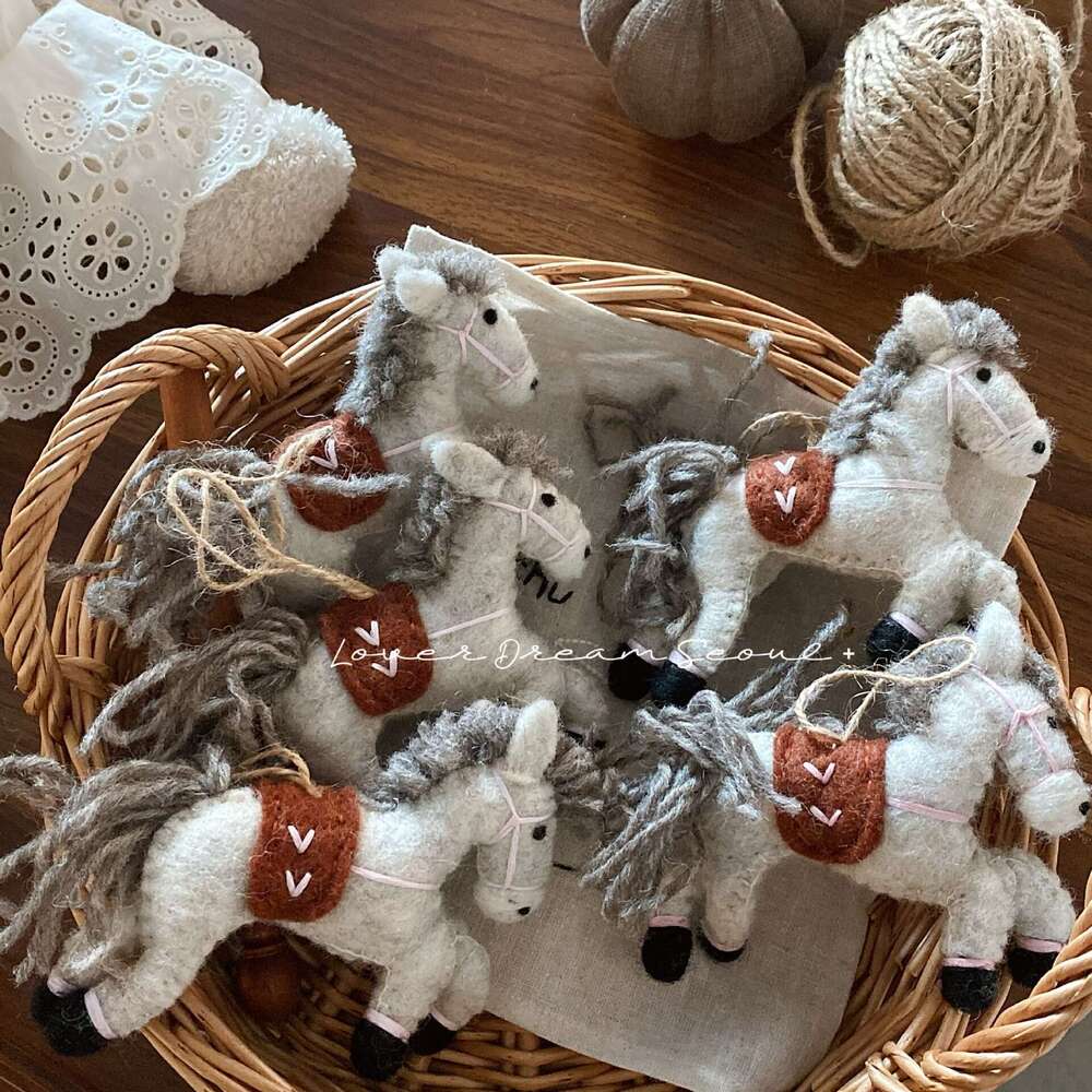 Gray Wool Felt Pony Keychain Bag Charm, Autumn Winter Cute Fashion Versatile Pendant for Women, Unique Accessory In-Stock