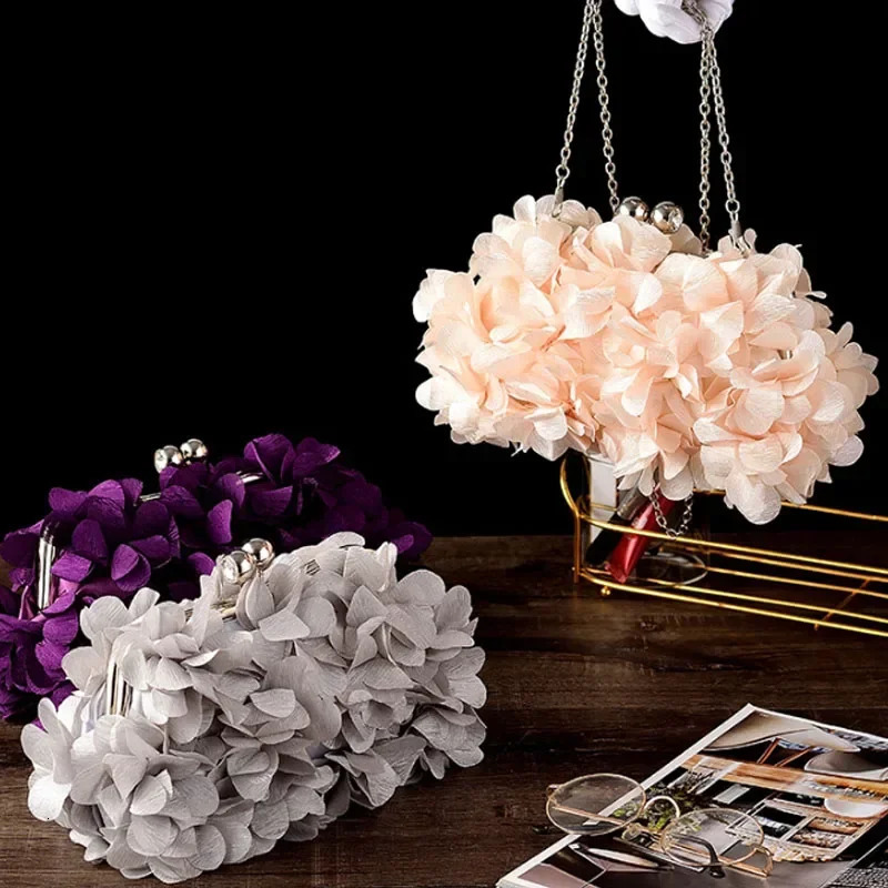 Wedding Dress Bag 8 Colors White Bride Clutches Ladies Blue Party Handbag Woman Purple Evening Flower Bags Floral Wedding Clutch 250407