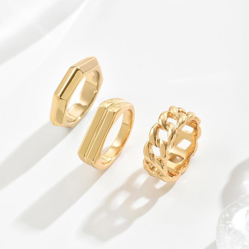 14K Gold Plated Geometric Ring Set TY