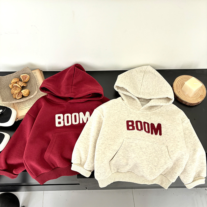 GS- Ddmyshoesvip Children S For Spring And Autumn Boys Patch Fabric Embroidery Baby Korean Version Knitted Loose Hooded Girls Hoodie
