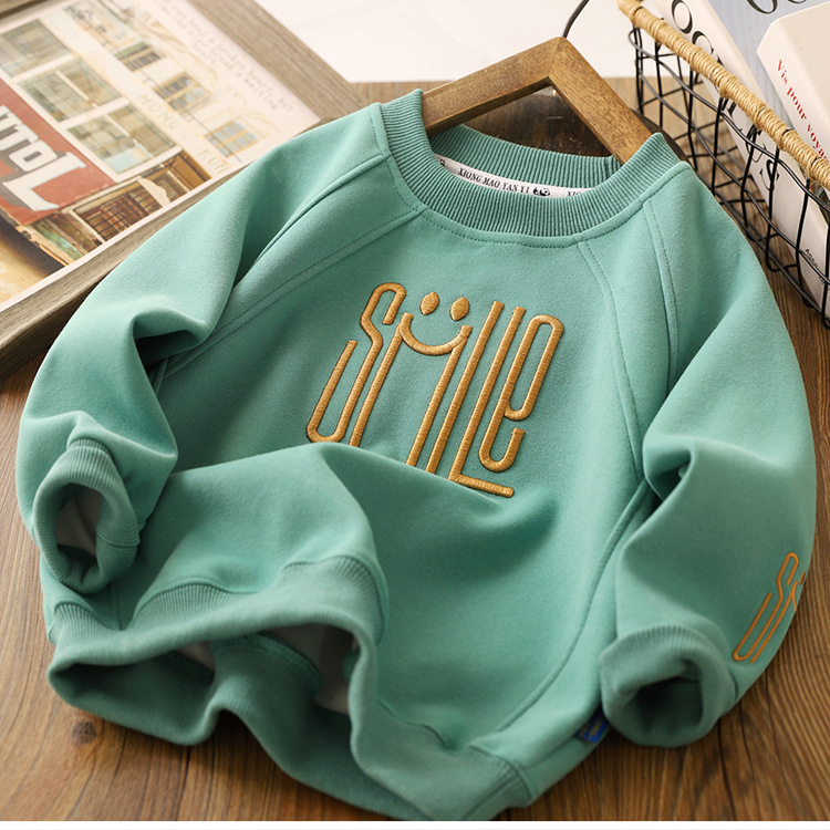 GS- Ddmyshoesvip Spring Hoodie Autumn New Style Middle And Large Children S Long Sleeve Letter Embroidered Top Boys Stylish Coat