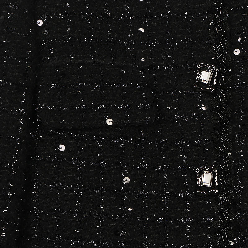 fashionable and elegant celebrity sequin temperament small fragrance style tweed round neck singlebreasted jacket 251110