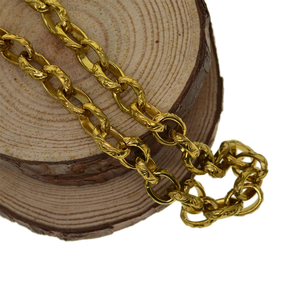 Viking Punk Cyclist Thin Solid Brass 9mm Thick Itlay Cuban Link Pattern Necklace Wallet Jeans Tether Pocket Watch Chain DIY 250410