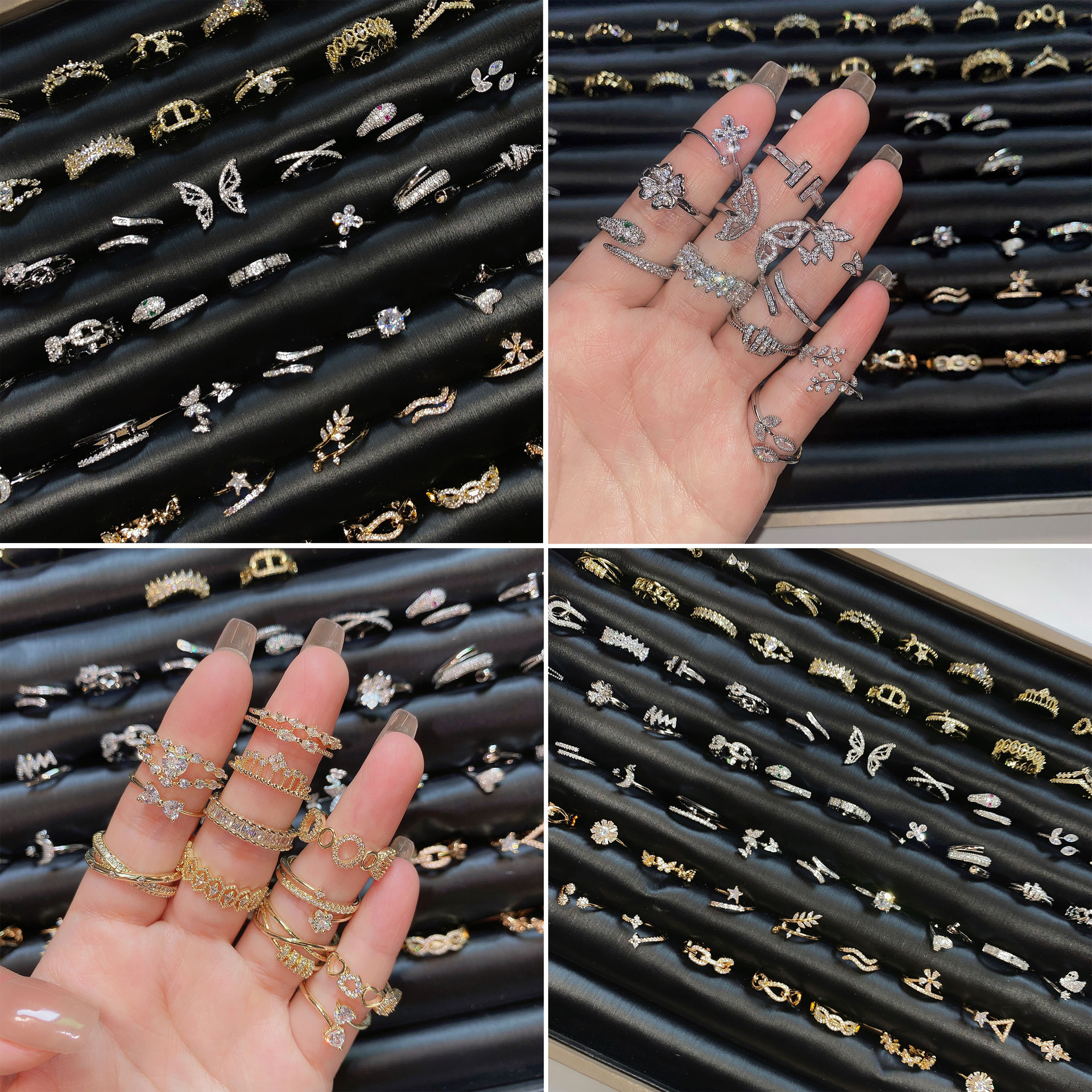 Exaggerated European And American Designer Ring Rings For Women Niche High-end Luxury Zircon Fashion Ring Non-fading Open Copper Rings Butterfly Rings