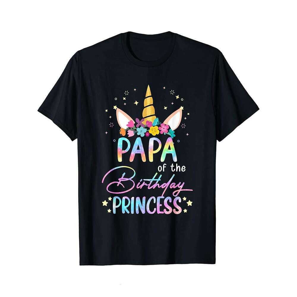 Designer T shirt Unicorn Papa Of The Birthday Princess Unicorn Flower - 220g T shits