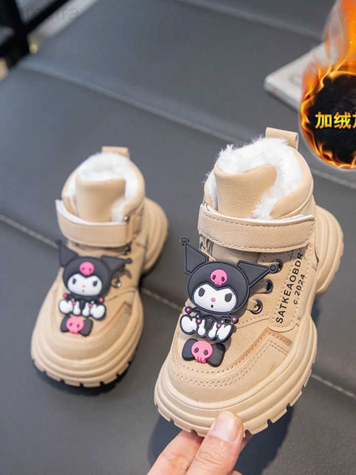 Sanrio Hot Girl Kuromi Kawaii Fashion Comfortable Cotton Shoes Student Winter Thick Sole Cartoon Child Waterproof Snow Boots New H251110