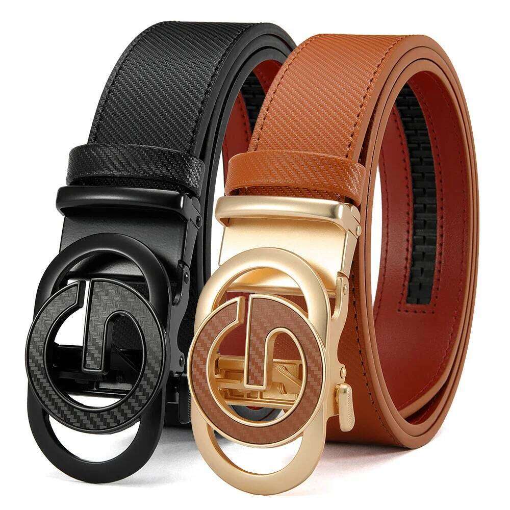 Men Genuine Leather Automatic Famous Brand Belt for Men's High Quality Buckle Work Black Cowskin Business