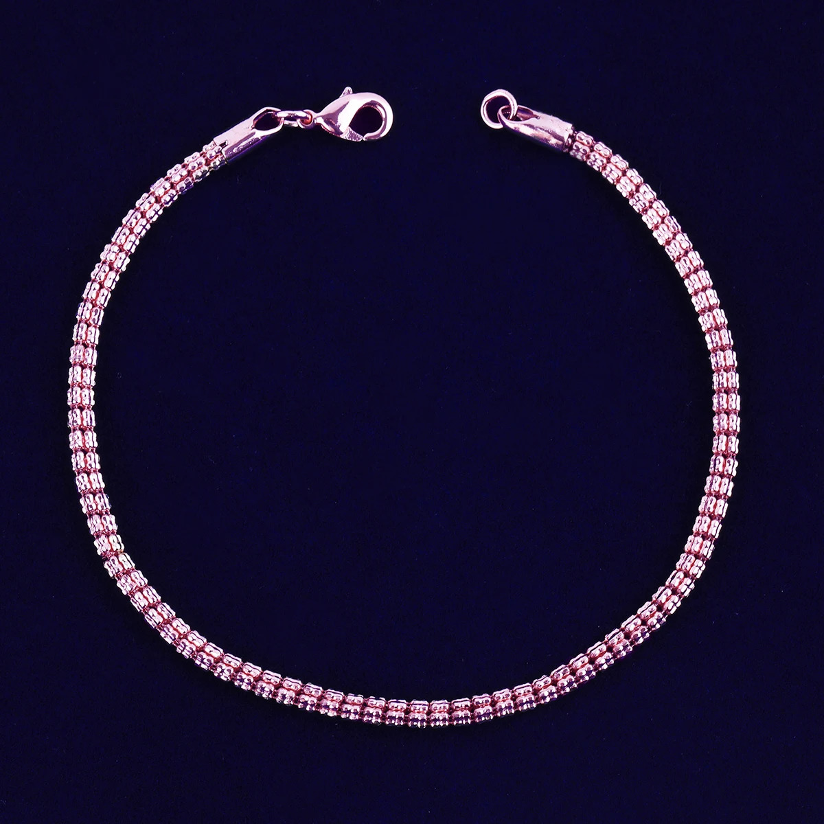 Bubble Letter Round Snake Link Bracelet for Women Real Gold Plated Hip Hop Jewelry 250408