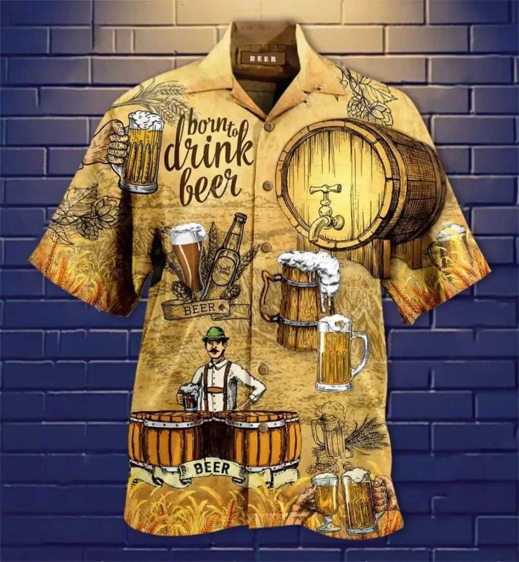 Mens shirt 3D printed shirt mens fashion single chest short sLeeved HAWaiian beach casual shirt youth clothing X250410