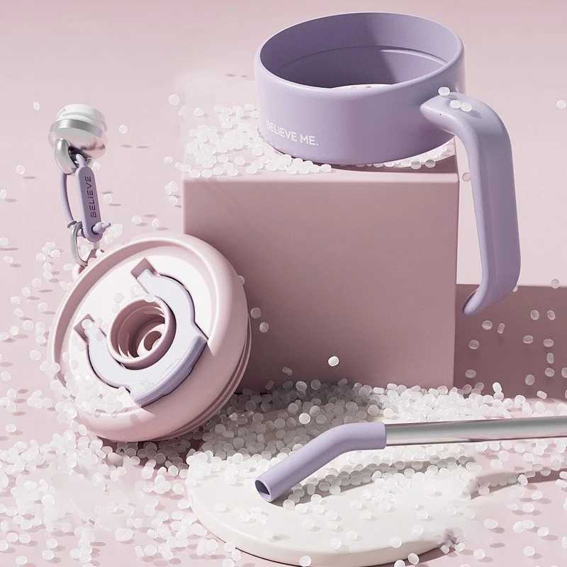 Fashionable cup 125L Insated Bottle with HandleStraw Stainless Steel Thermos Bottle Leak-proof Travel g Portable Coffee Cup Y251110