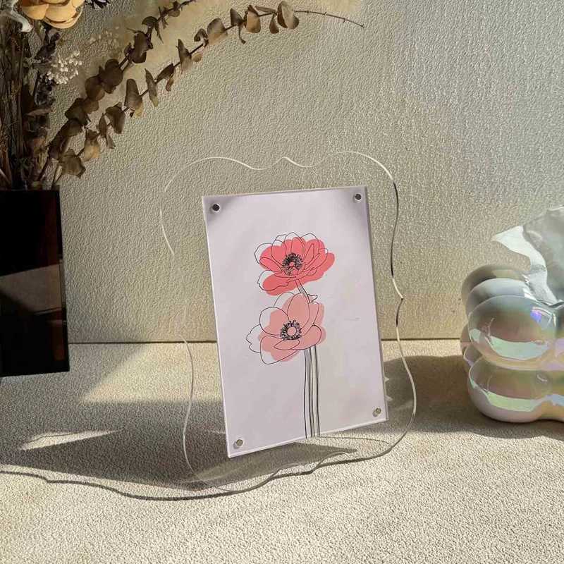 Colorful Acrylic Picture Wavy Desktop Display 7-inch Postcard Home Table Decor Transparent Photo Frame L251110 H260306