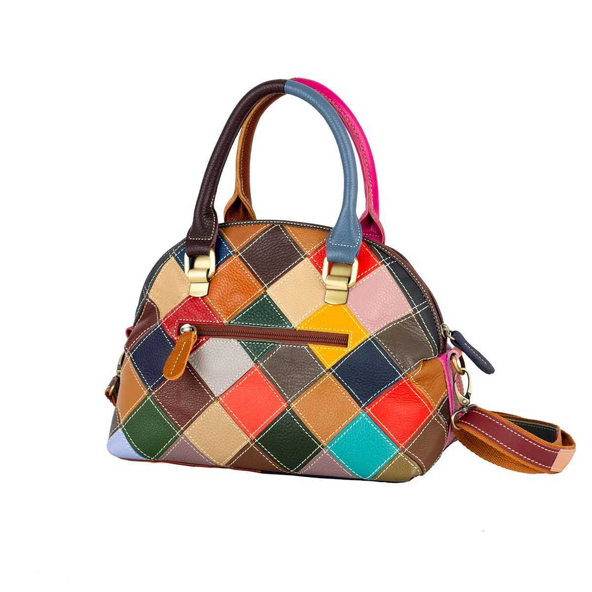 Genuine cowhide handmade colorful butterfly flower pattern shell bag casual trendy bag shoulder handbag womens bag K251110